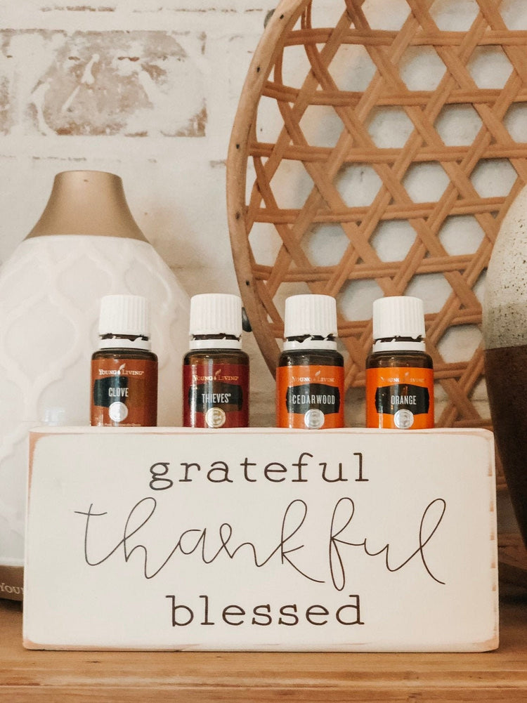 Grateful Thankful Blessed ~ Essential Oil Block