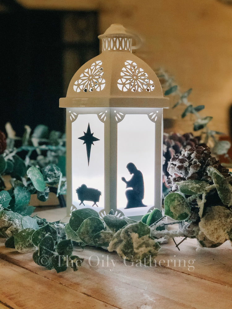 Lantern Nativity Silhouette, set of 4 figures ~ Vinyl Decal